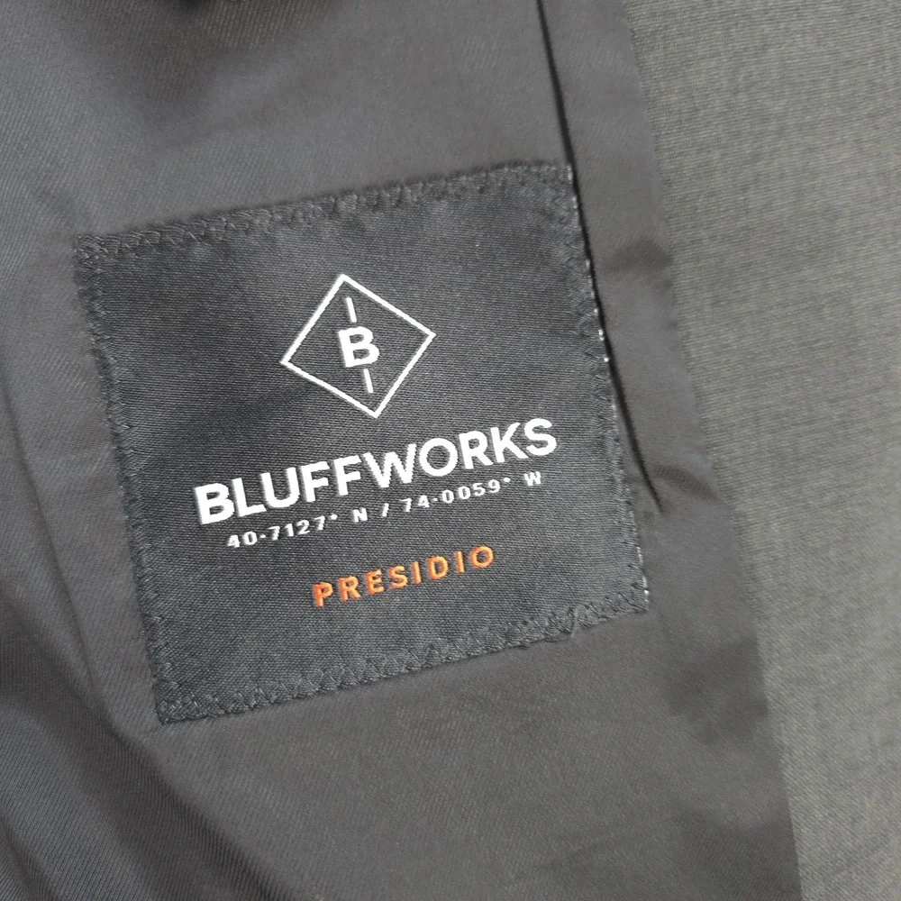 Bluffworks Blazer Mens 46 Gray Presidio Classic Fit Travel Sport Coat Jacket